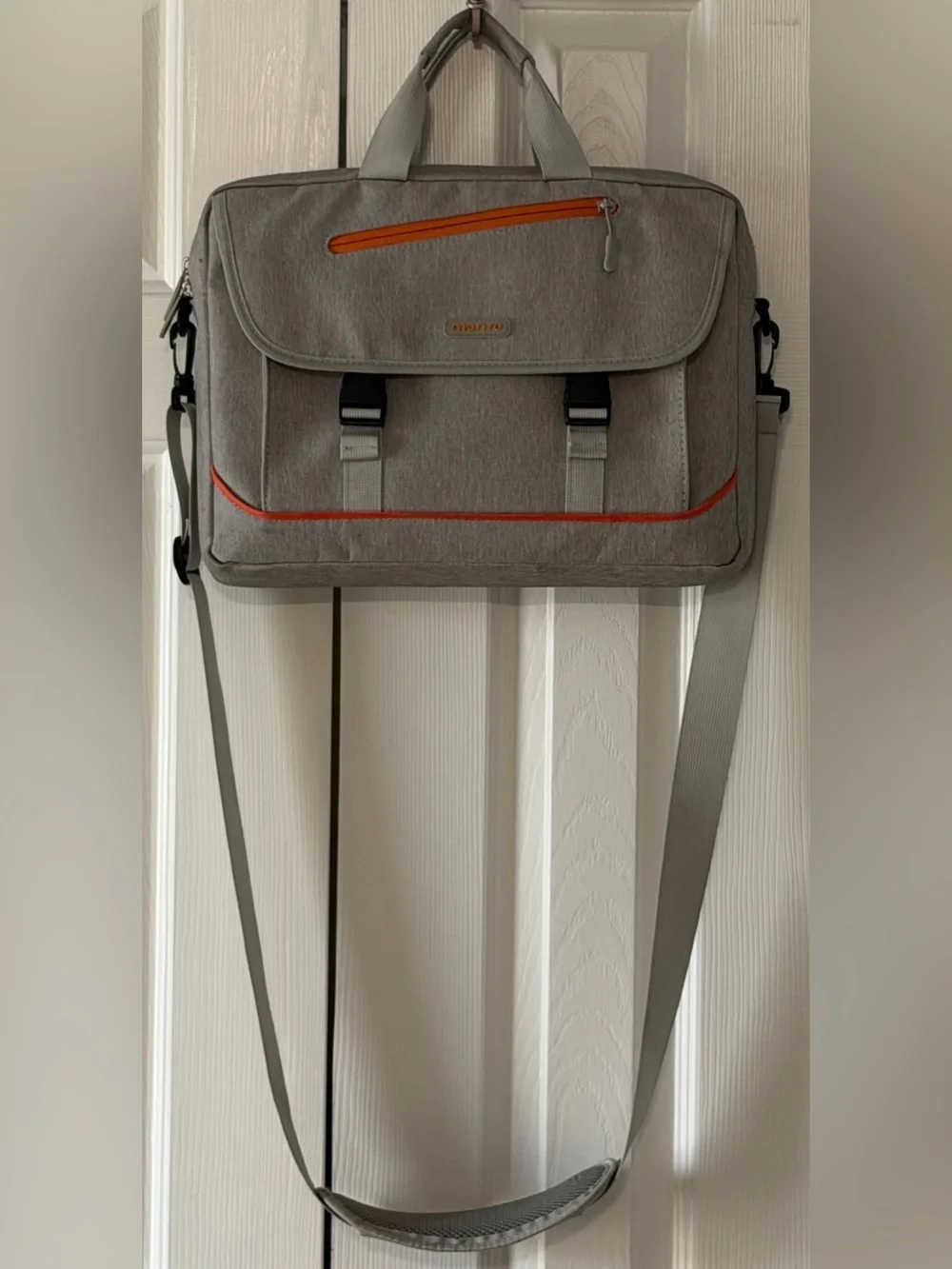 Mosiso 15” Laptop Messenger Bag Gray Orange Padded Shoulder Briefcase Case